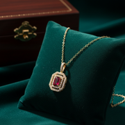 CP97256RU6X4. 14K Solid Gold Ruby Octagon Charm